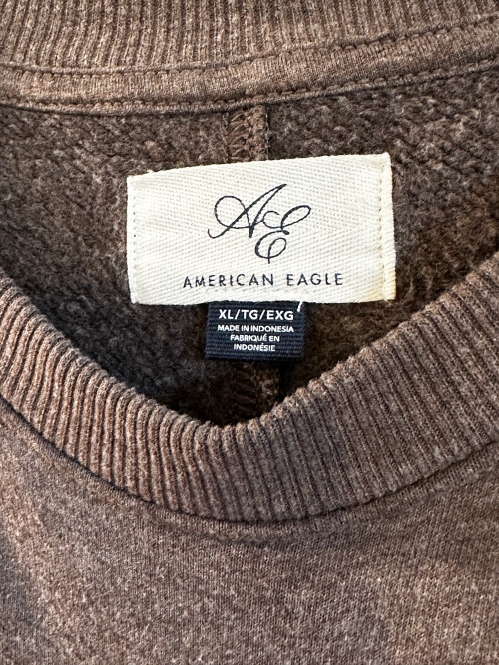 NWOT American Eagle Outfitters Fleecy Brown Crewneck Sweater - XL